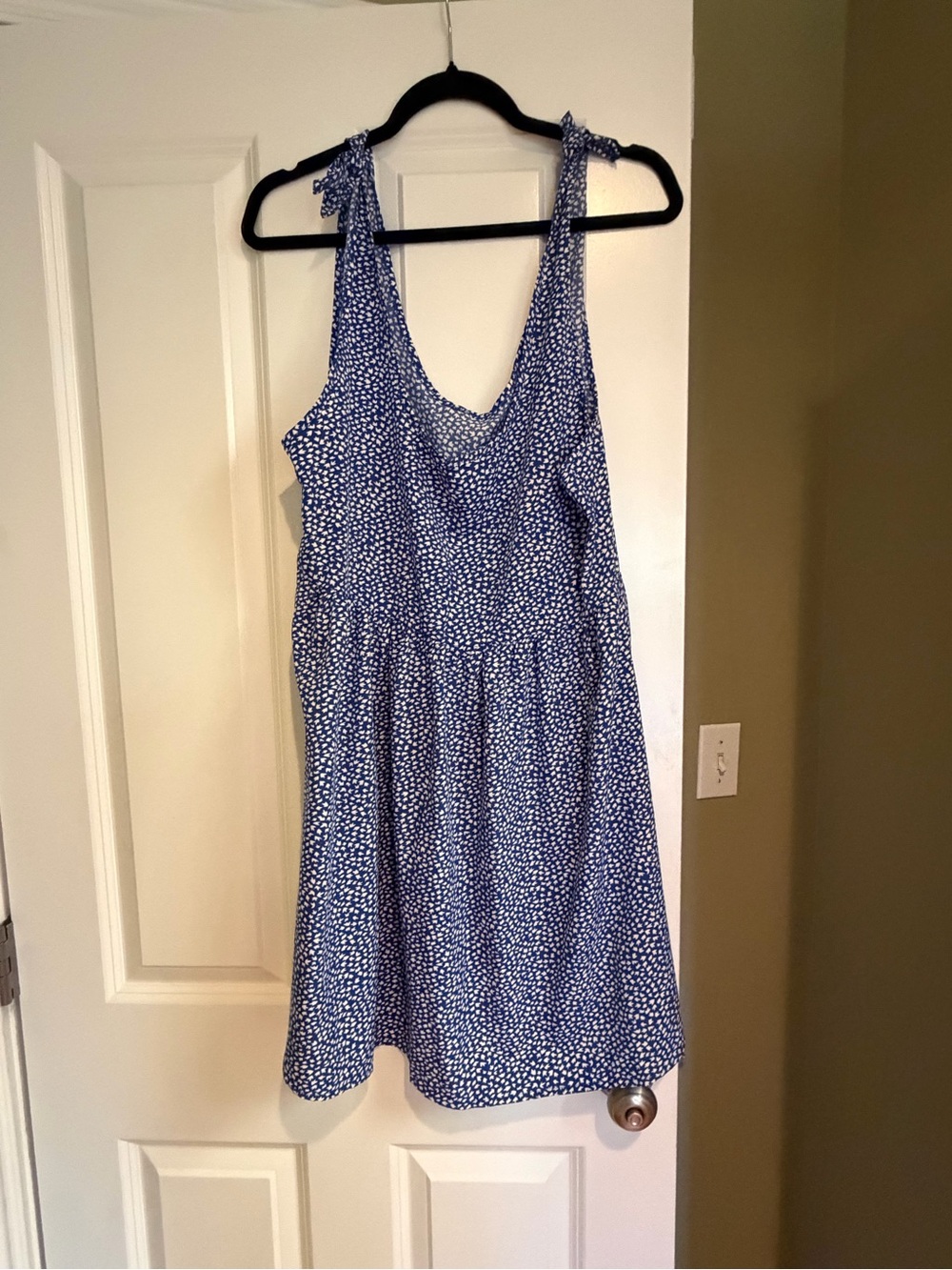 Blue Printed Tie-Shoulder Summer Dress